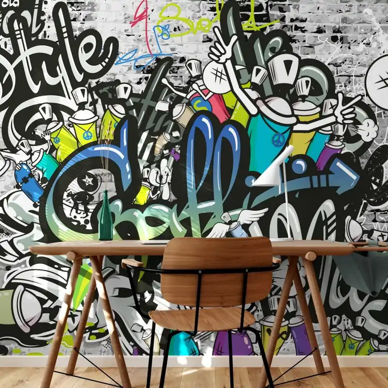 Nowość Tapeta stylowa ściana graffiti