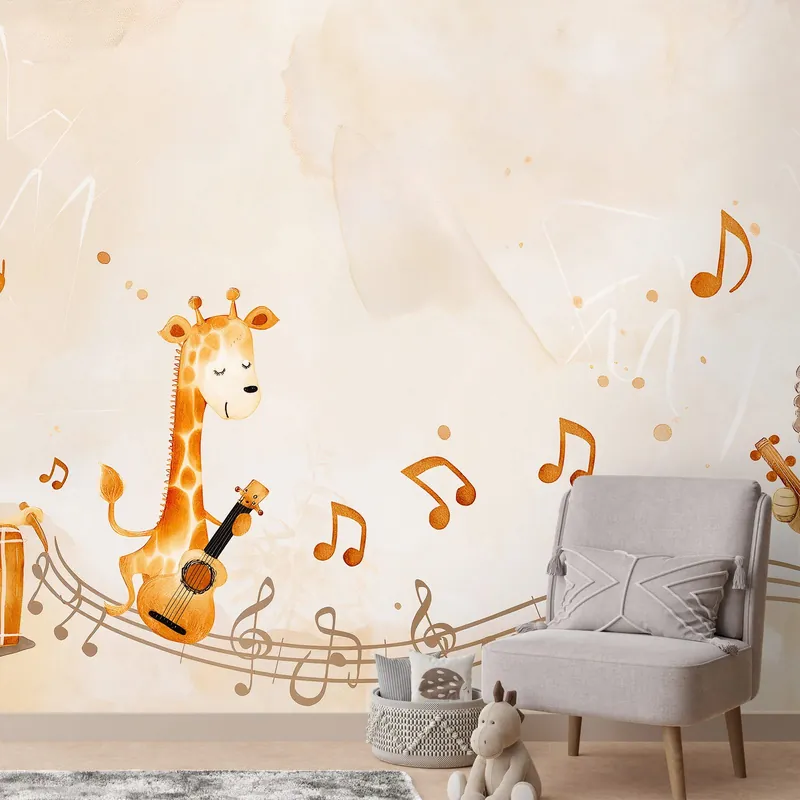 Samoprzylepna tapeta zwierzątka z instrumentami muzycznymi Hit cenowy