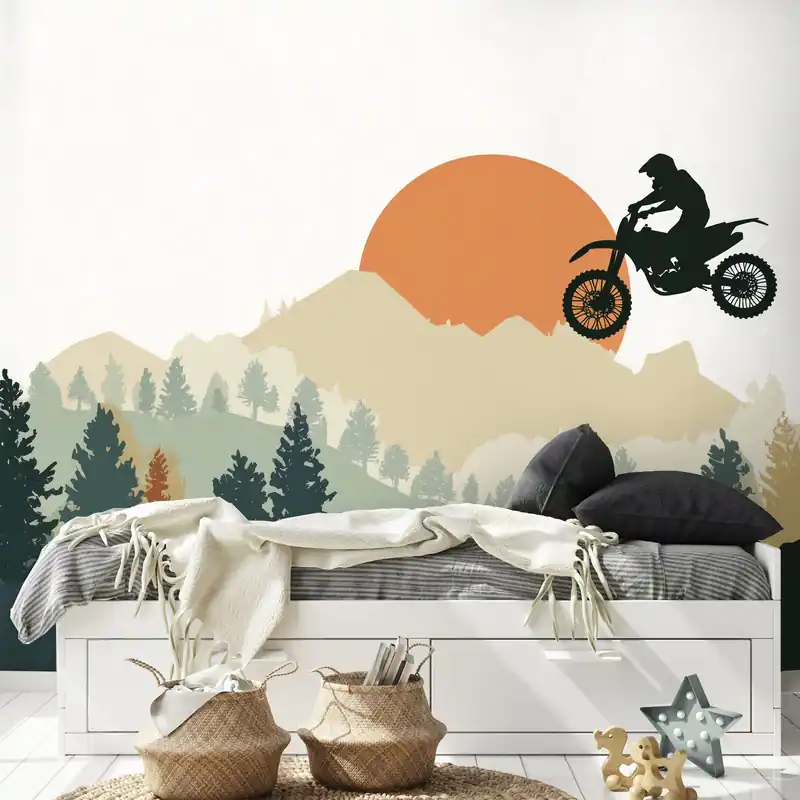Zamów teraz Samoprzylepna tapeta skok motocrossowy w górach