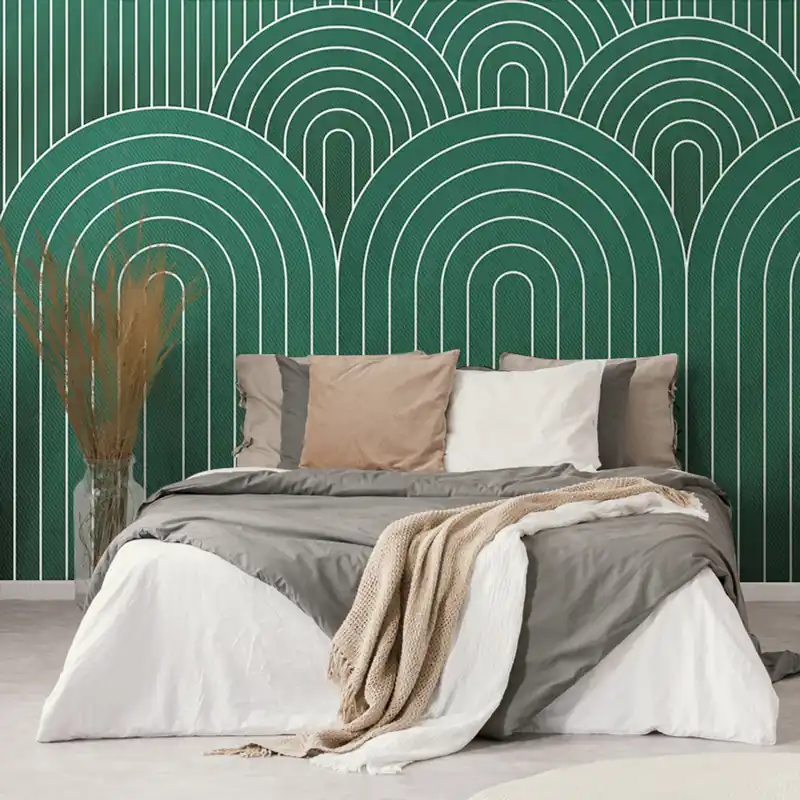 Tapeta zielony wzór tęcza Mid-Century Darmowa dostawa