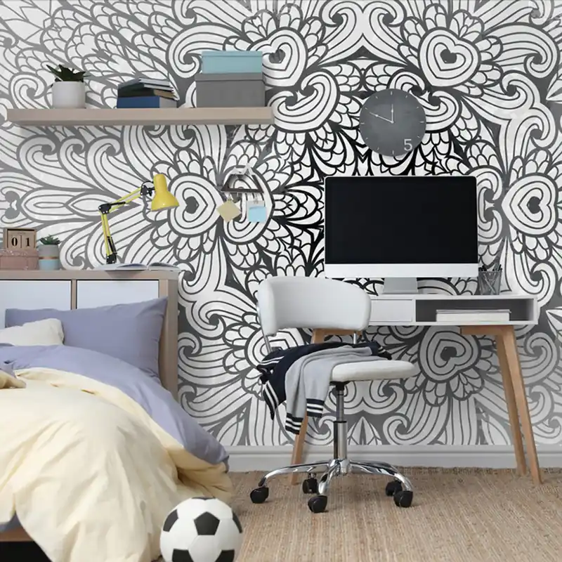 Tapeta etniczne Mandala w czerni i bieli Ekspresowa dostawa