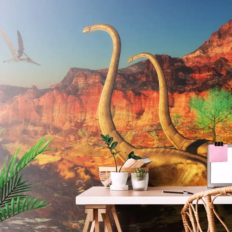 Łatwy zwrot Samoprzylepna tapeta świat dinozaurów