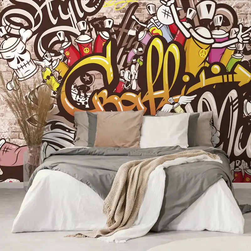 Tapeta wesoła ściana graffiti Rabat