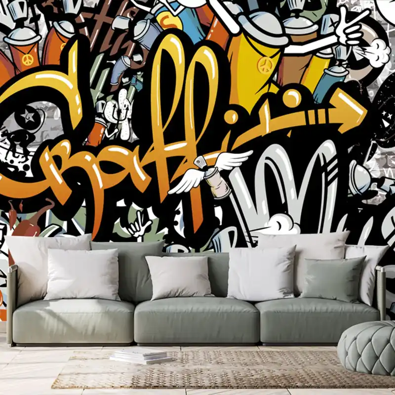 Tapeta graffiti na ścianie z cegły Ekspresowa dostawa
