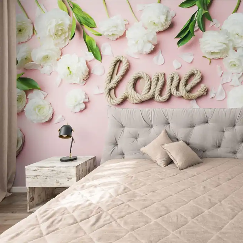 Tani Fototapeta z napisem Love w romantycznym wzorze