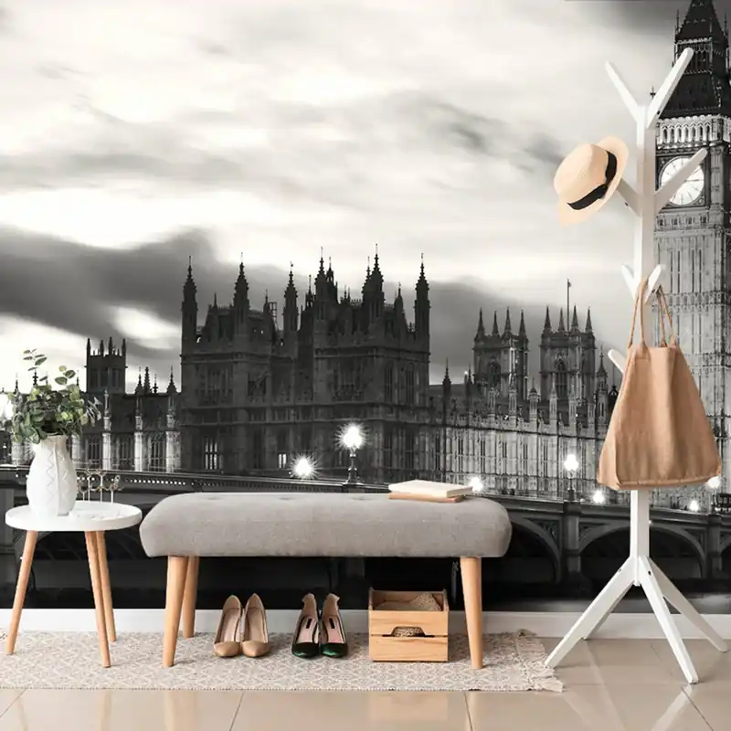 Fototapeta nocny czarno-biały Big Ben w Londynie Taniej