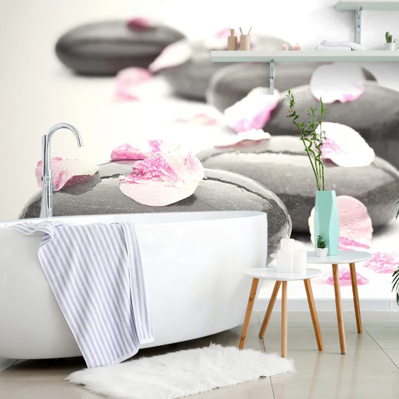 Kup online Fototapeta kamienie wellness z płatkami