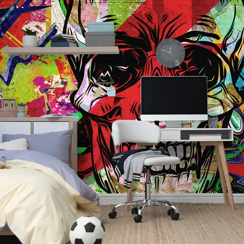 Premium Tapeta czaszka na tle graffiti