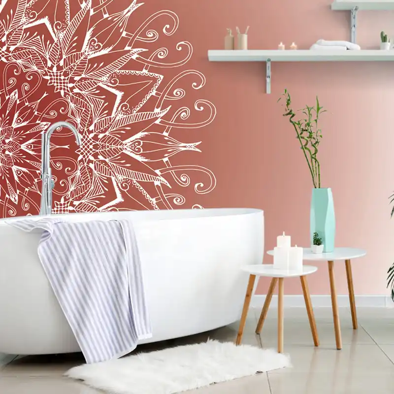 Tapeta biała mandala na bordowym tle Super okazja