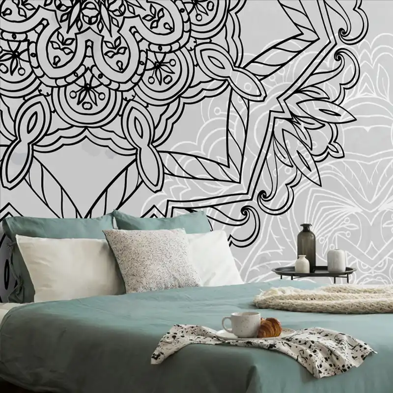 Tapeta Mandala w czarno-białym stylu Tylko do końca tygodnia