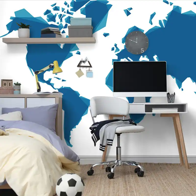 Taniej Tapeta niebieska abstrakcyjna mapa świata