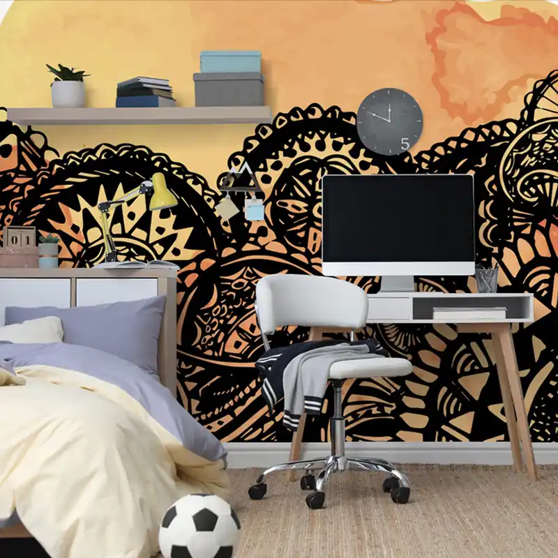Tapeta Mandala pomarańczowa akwarela Promocja