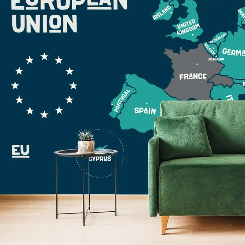 Tapeta mapa edukacyjna z nazwami krajów UE Kup online