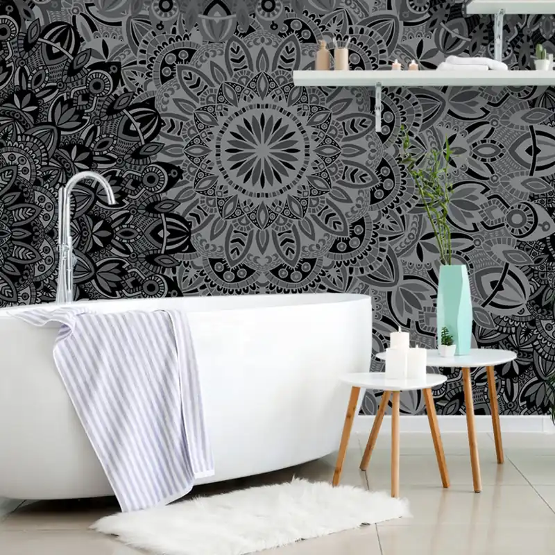 Darmowa dostawa Tapeta stylowa Mandala w czerni i bieli