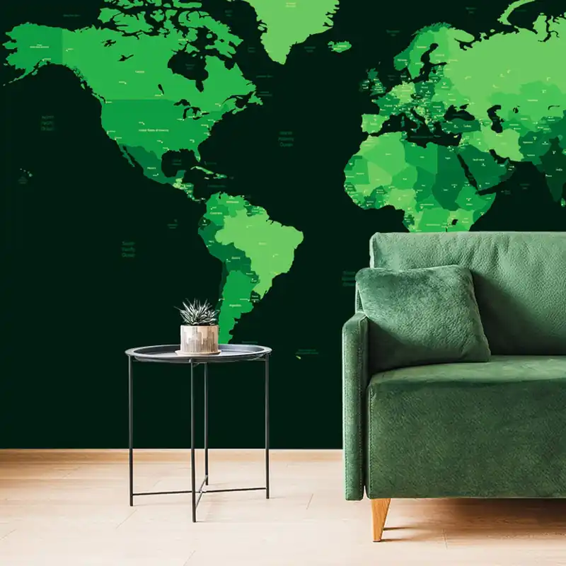 Oferta limitowana Tapeta szczegółowa mapa świata na zielono