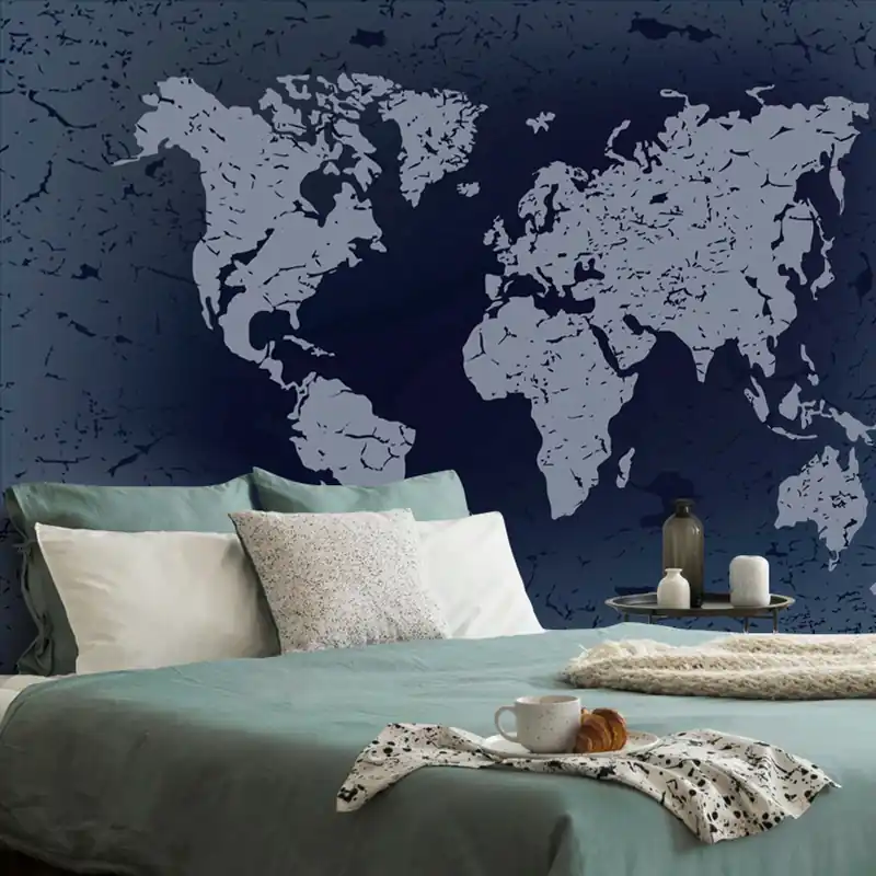Oferta limitowana Tapeta stara mapa na niebieskim na abstrakcyjnym tle