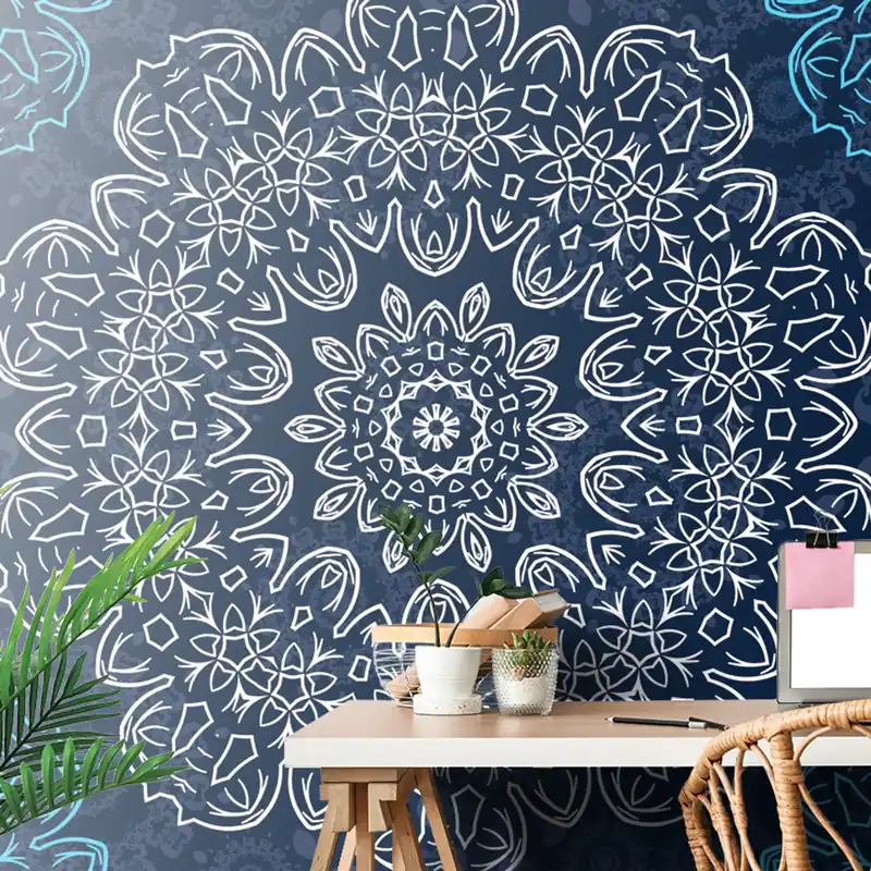 Taniej Tapeta niebieska mandala z abstrakcyjnym wzorem