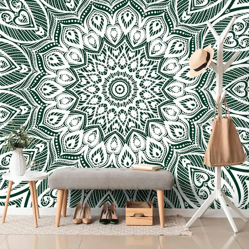 Darmowa dostawa Tapeta Mandala harmonii na zielonym tle