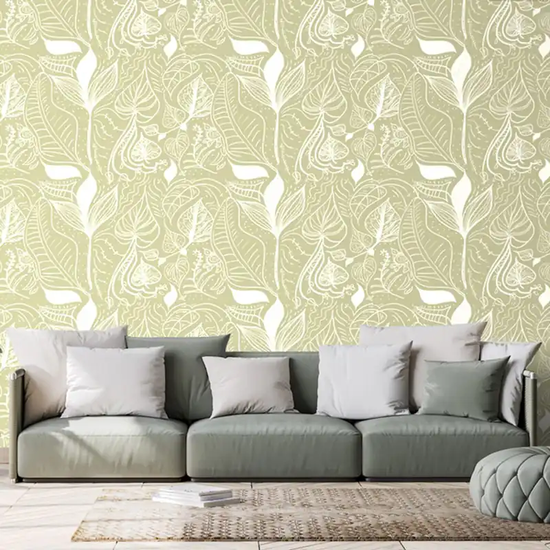 Premium Tapeta magiczne liście w zielonym stylu