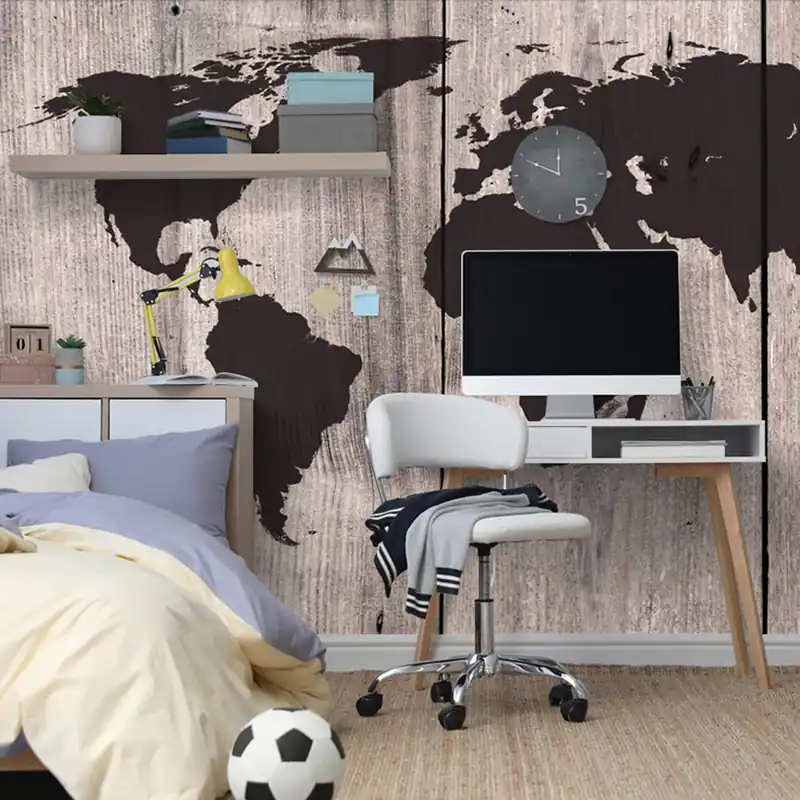 Tapeta mapa na drewnianym tle Nie przegap
