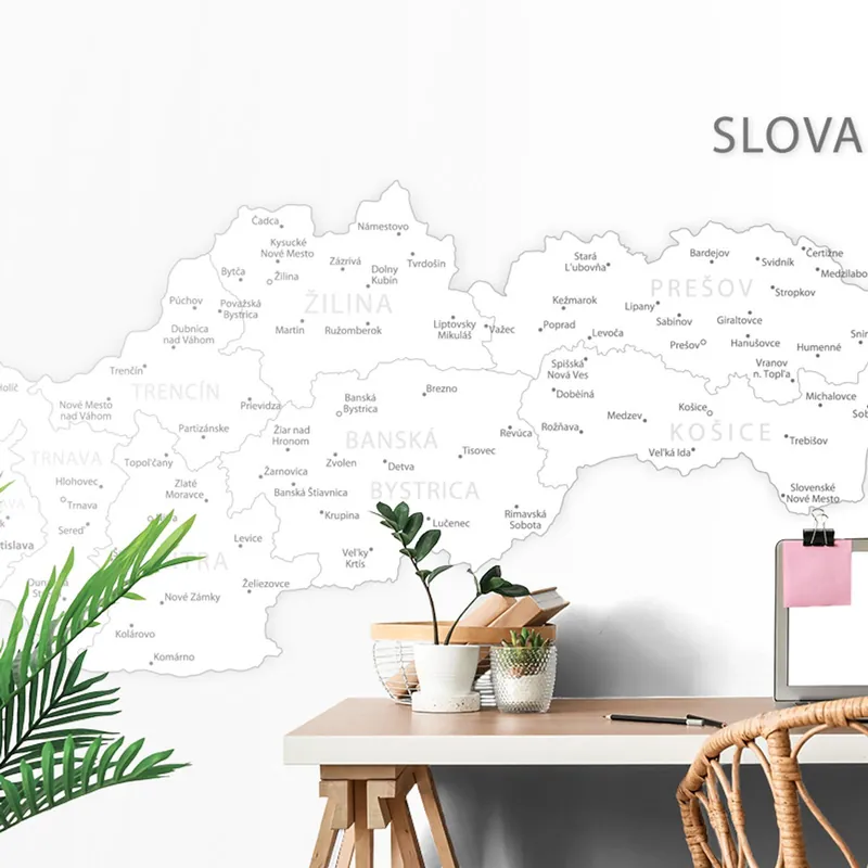 Tapeta mapa Słowacji w czarno-białym Szybka dostawa