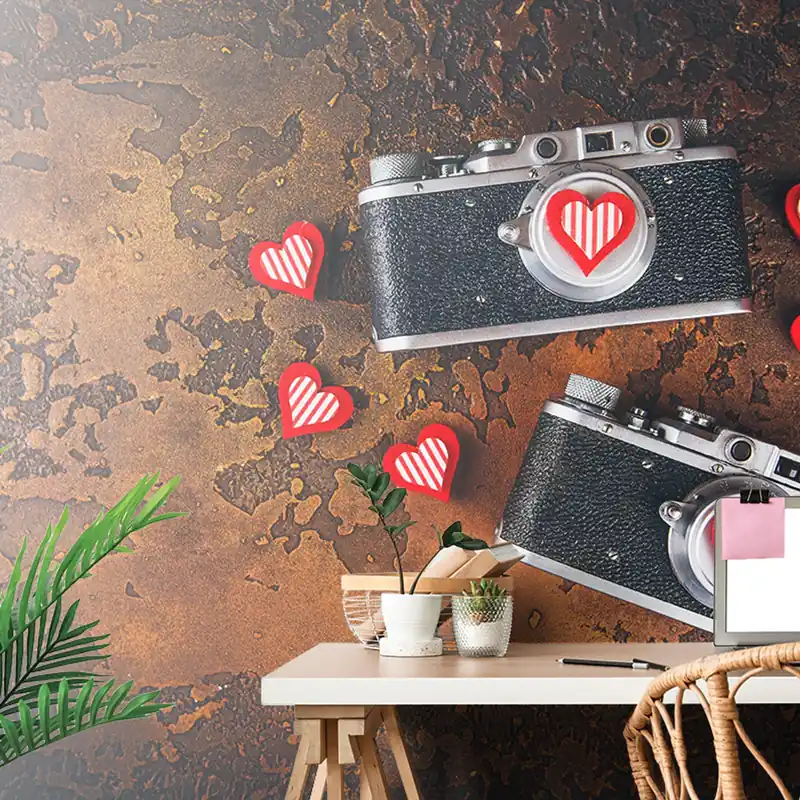 Okazja Samoprzylepna fototapeta retro aparat fotograficzny