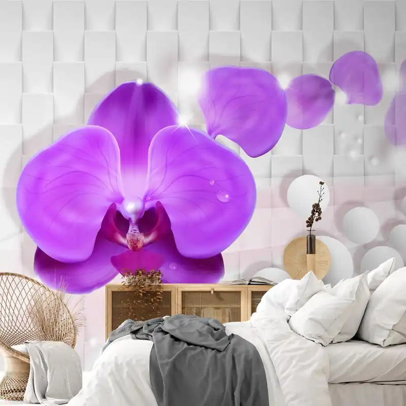 Samoprzylepna tapeta orchidea na abstrakcyjnym tle Obniżka ceny