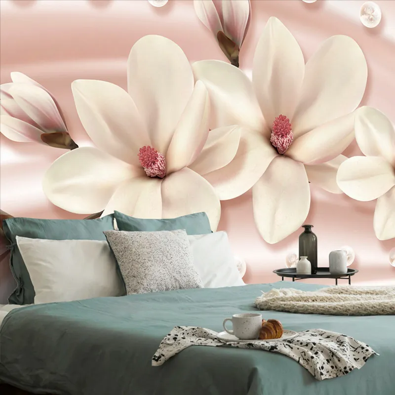 Ograniczona ilość Samoprzylepna tapeta luksusowa magnolia z perłami