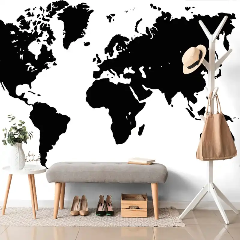 Bestseller Samoprzylepna fototapeta mapa w czerni i bieli