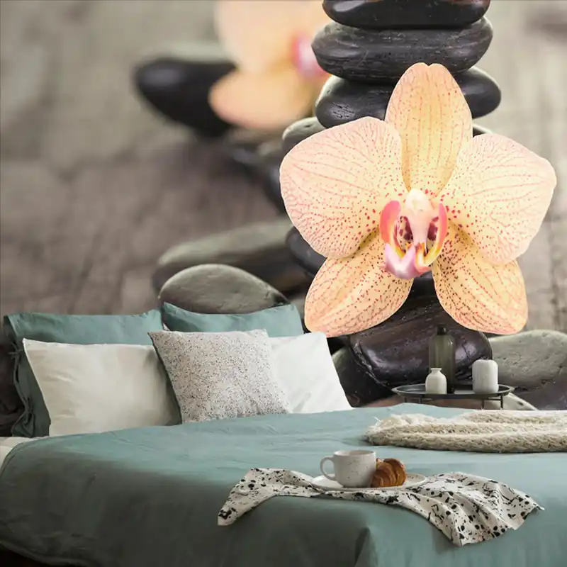 Samoprzylepna fototapeta orchidea i Zen kamienie Niska cena