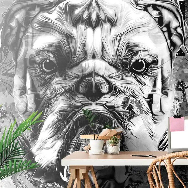 Samoprzylepna tapeta buldog w czerni i bieli Kup online