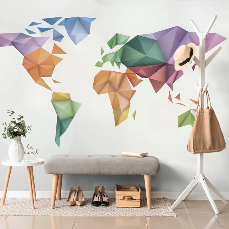 Samoprzylepna tapeta kolorowa mapa świata w stylu origami Ograniczona ilość