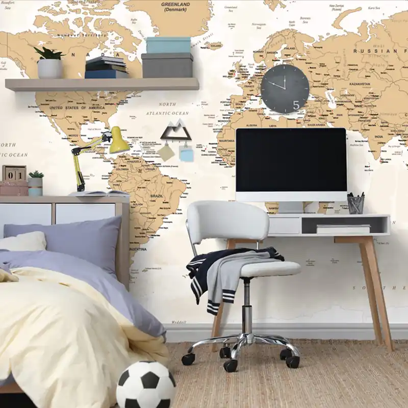 Samoprzylepna tapeta mapa świata w stylu vintage Zamów teraz