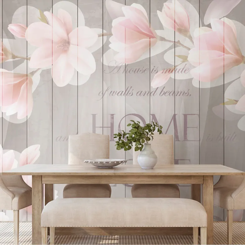 Darmowy zwrot Samoprzylepna tapeta vintage magnolie z napisem