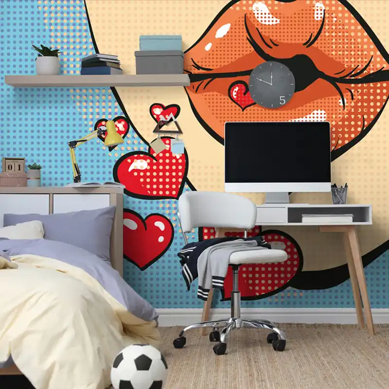 Okazja Tapeta słodki pocałunek pop-art