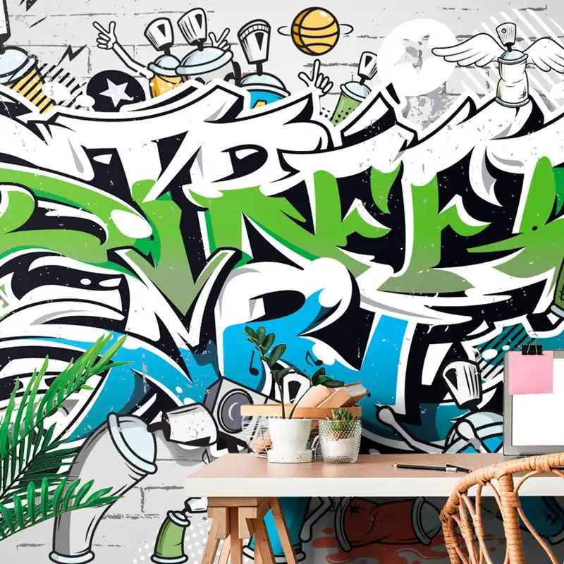 Tapeta wesoły Street Art napis sprejem Nowy