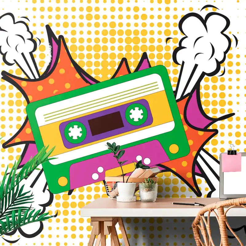 Oferta limitowana Samoprzylepna tapeta kaseta ikona muzyki