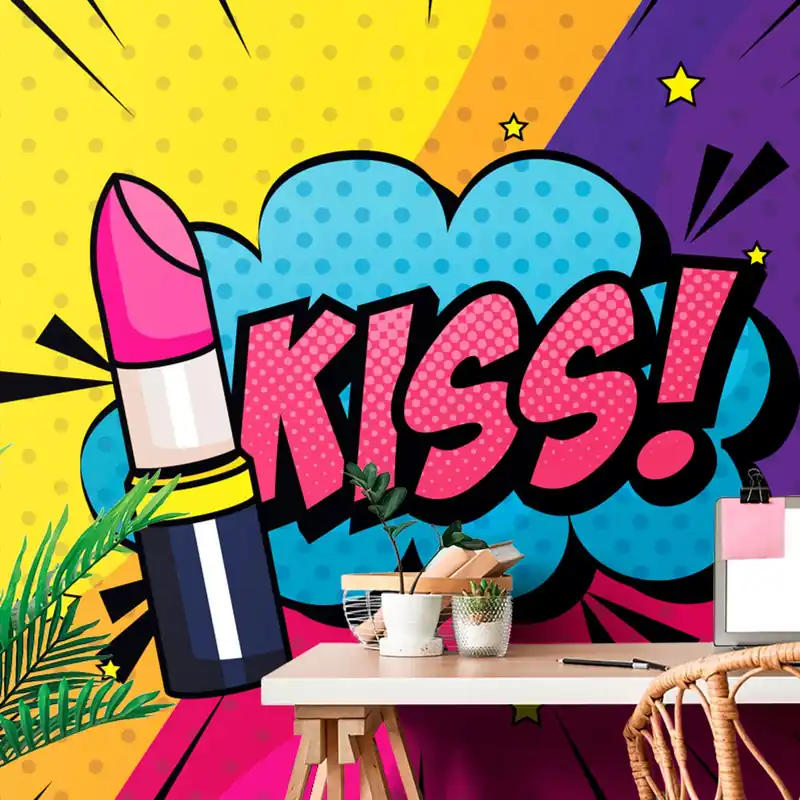 Samoprzylepna tapeta pop art pomadka - KISS! Zniżka