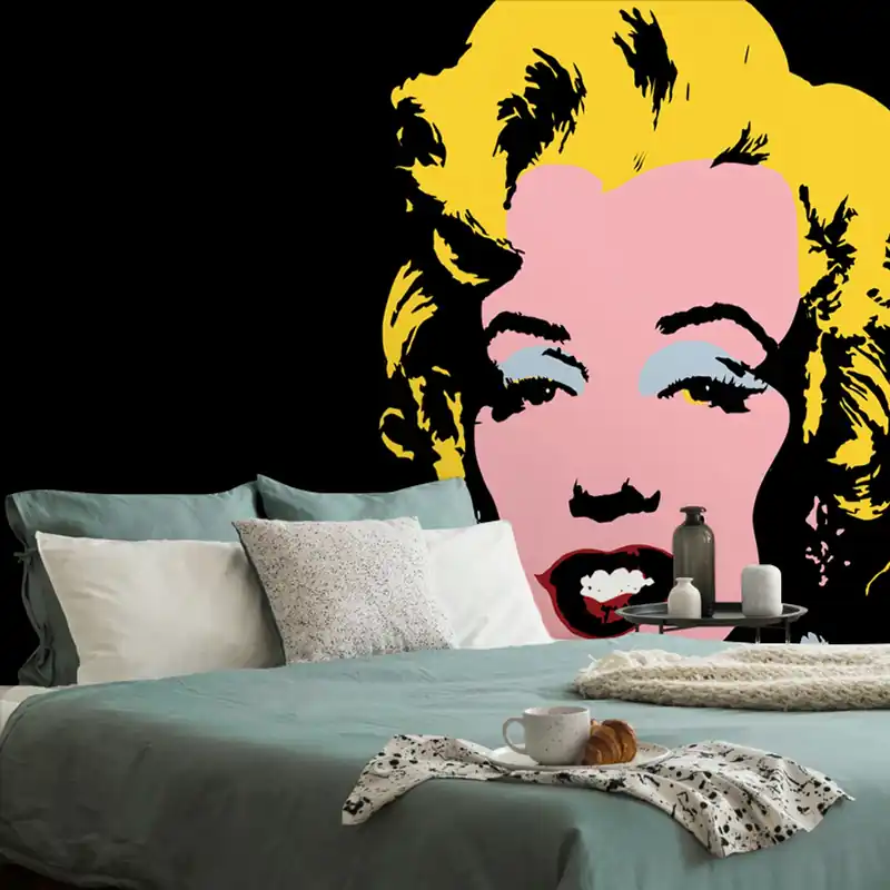 Nie przegap Samoprzylepna tapeta pop art Marilyn Monroe na czarnym tle