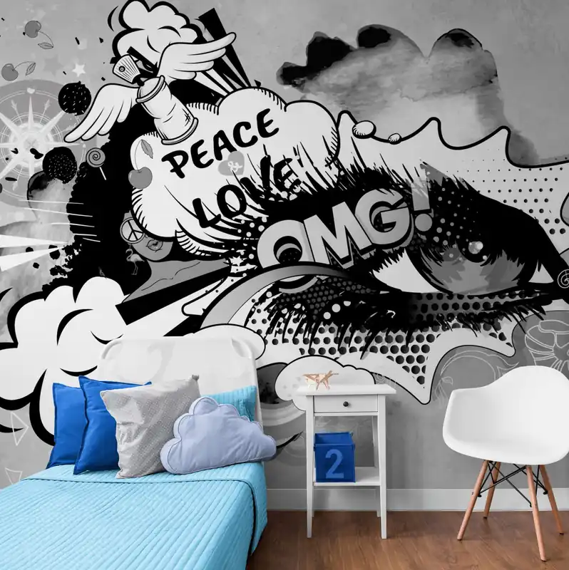 Samoprzylepna tapeta szare graffiti oko Kup teraz