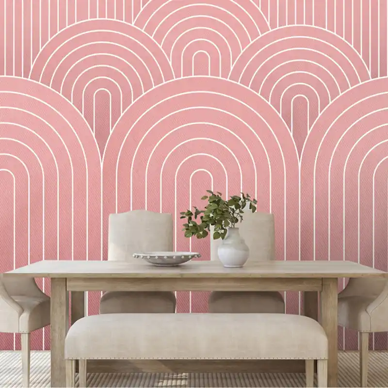 Wybór klientów Tapeta staroróżowy wzór tęczy Mid-Century