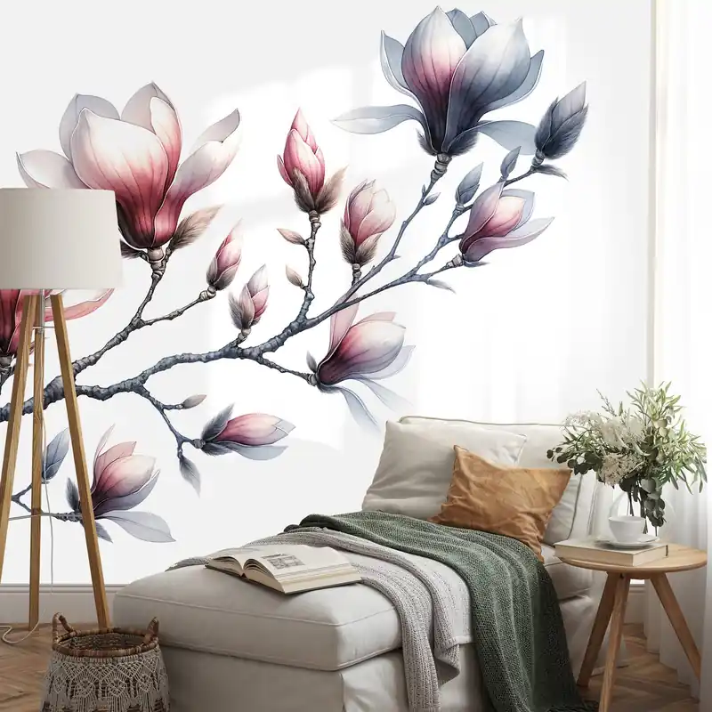 Fototapeta delikatne magnolie na białym tle Rabat