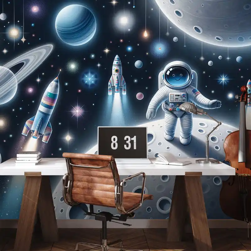 Tapeta dziecięcy kosmos z astronautami Tani