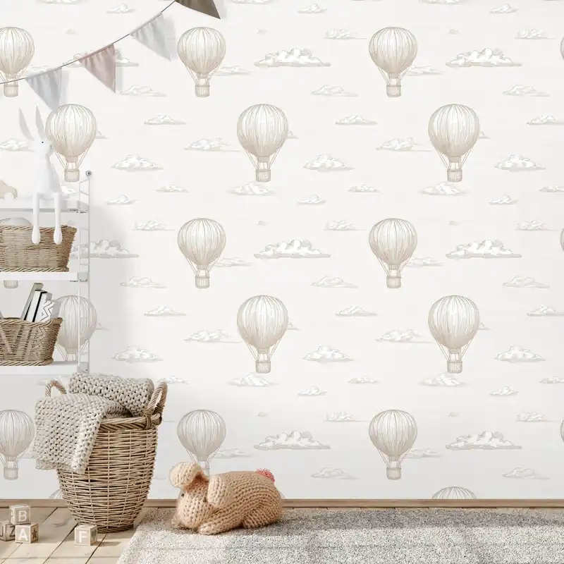 Promocja Samoprzylepna tapeta balony na ogrzane powietrze w chmurach