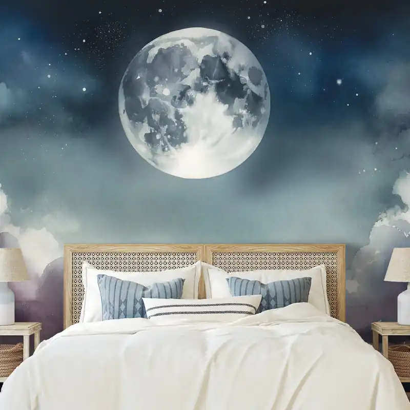 Fototapeta nocne niebo z księżycem i chmurami Dodaj do koszyka