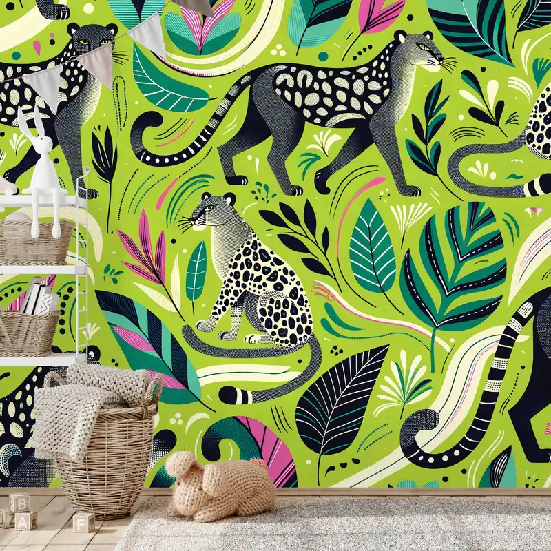Hit sprzedaży Samoprzylepna tapeta lamparty w tropikalnej dżungli