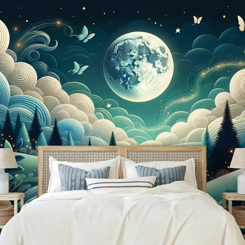 Oferta czasowa Samoprzylepna tapeta nocna bajkowa kraina i latające motyle