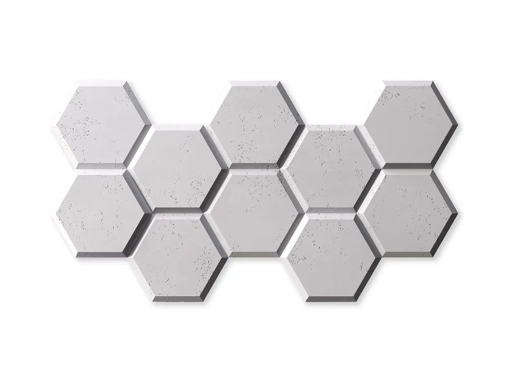 Rabat Beton architektoniczny Panel 3D Heksagon Siwy Biały PB01-B1