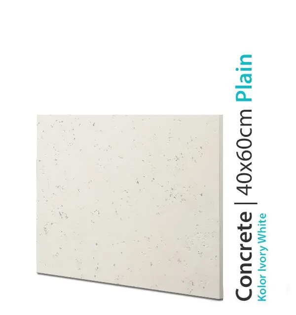 Obniżka ceny Płyta betonowa na ścianę Concrete Plain Ivory White 40x60