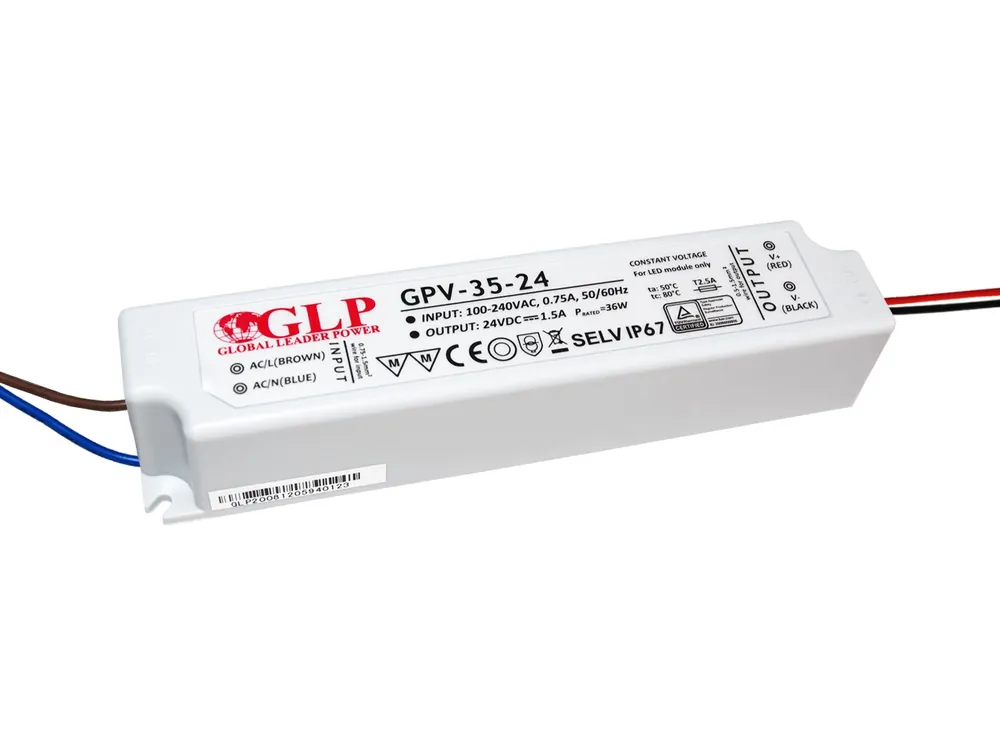 Hit sprzedaży Zasilacz impulsowy wodoodporny IP 67 GPV 24V/1,5A 35W